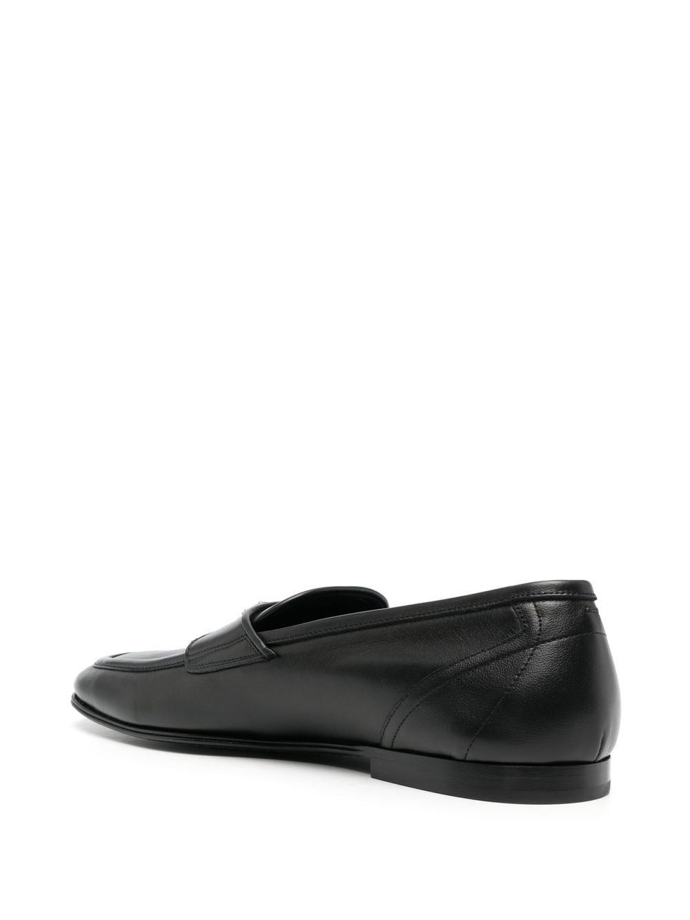 logo-plaque leather loafers - 3