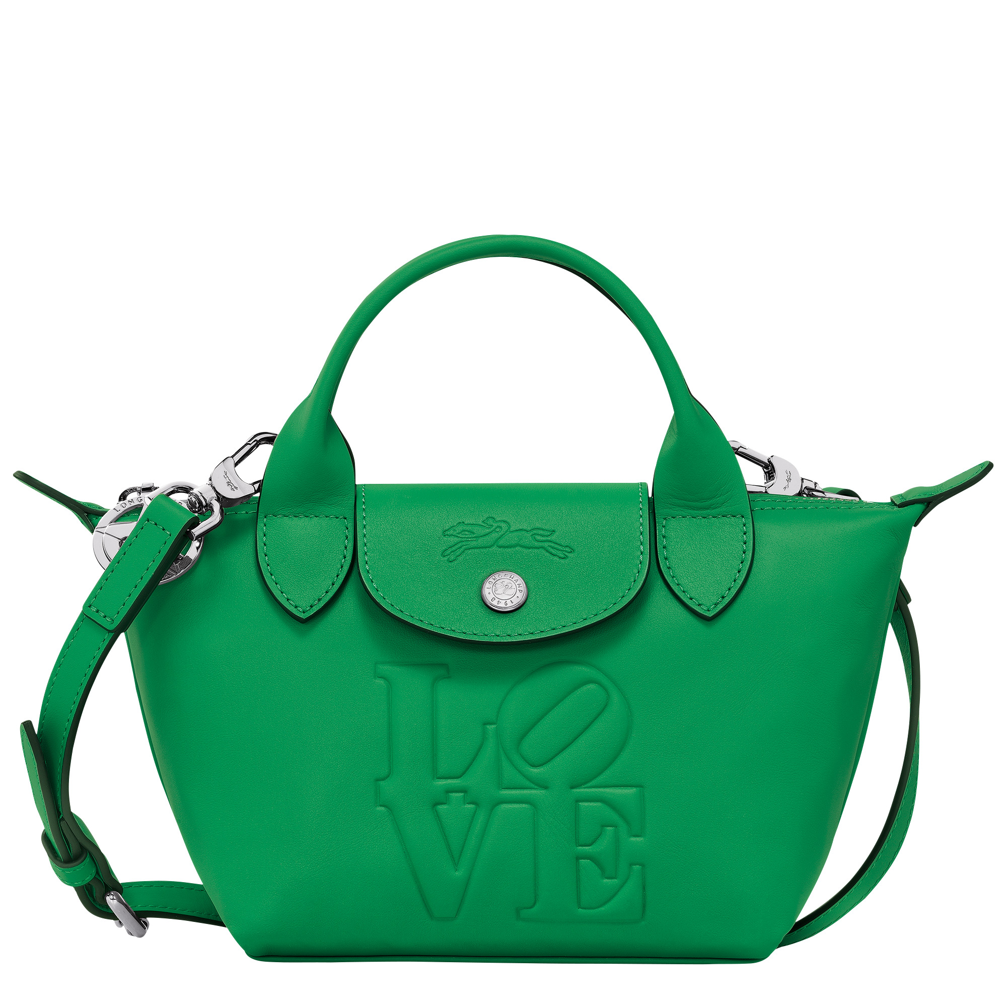 Longchamp green leather bag best sale