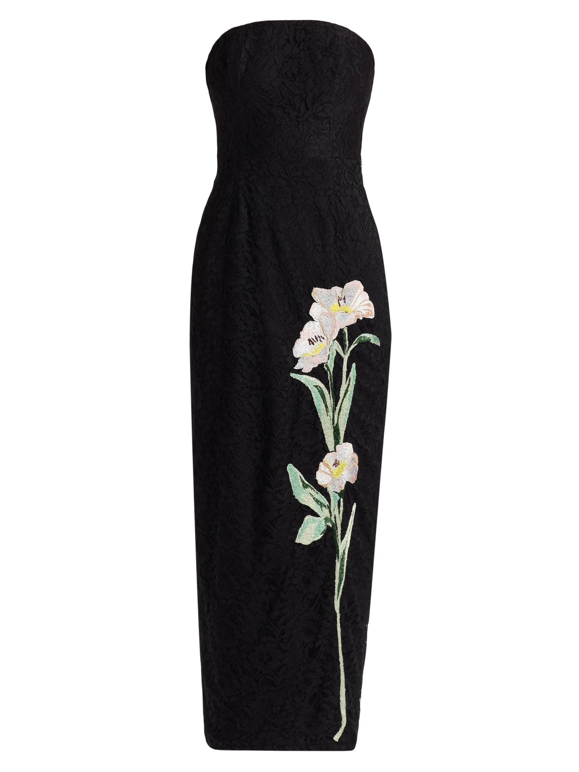 Women's Dolores Floral-Embroidered Strapless Maxi Dress - Black - 1