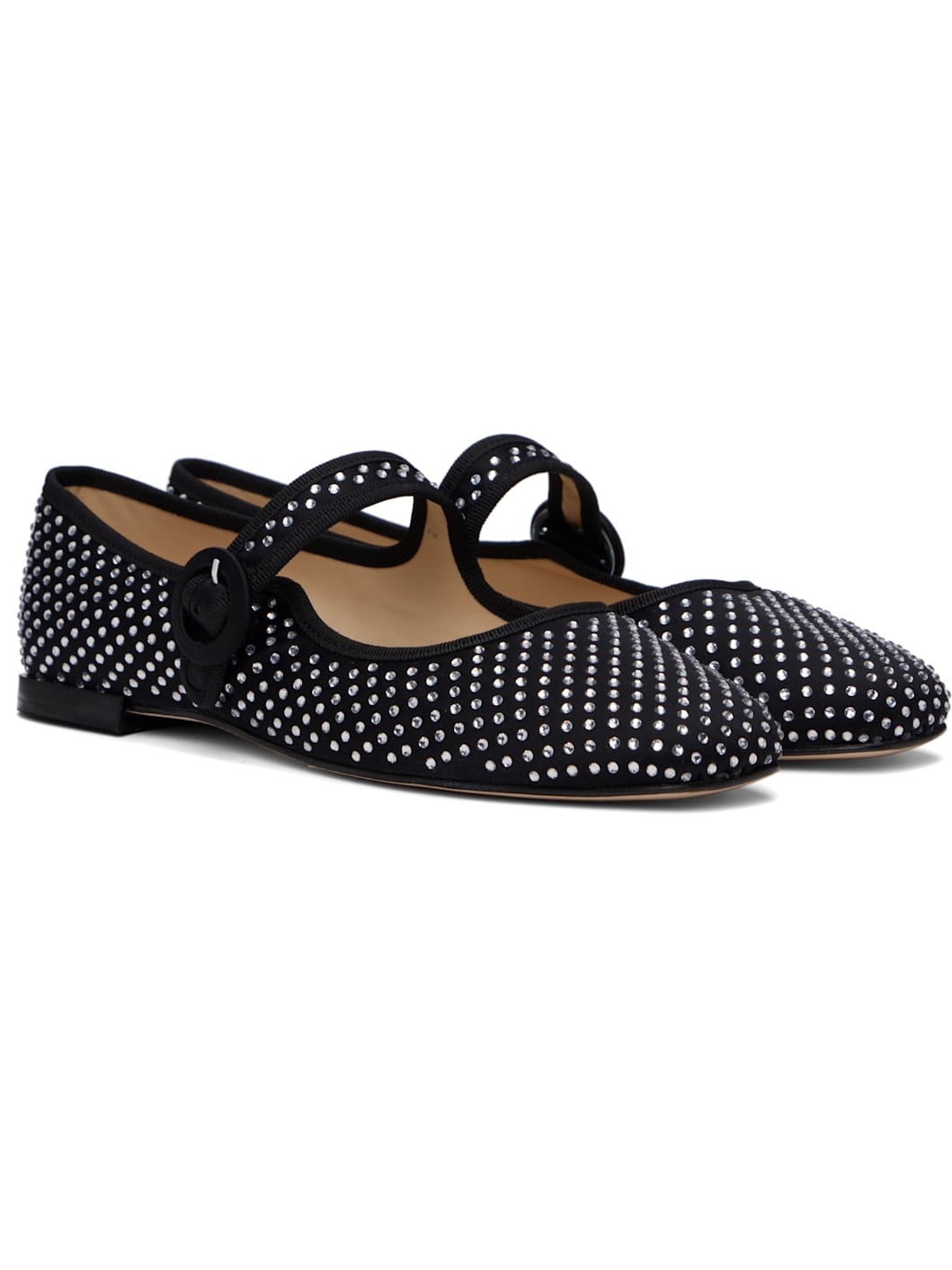 Black Georgia Square-Toe Mary Jane Ballerina Flats - 4