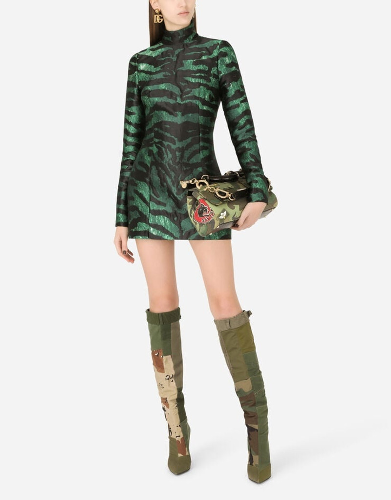 Short tiger-design lamé jacquard dress 6