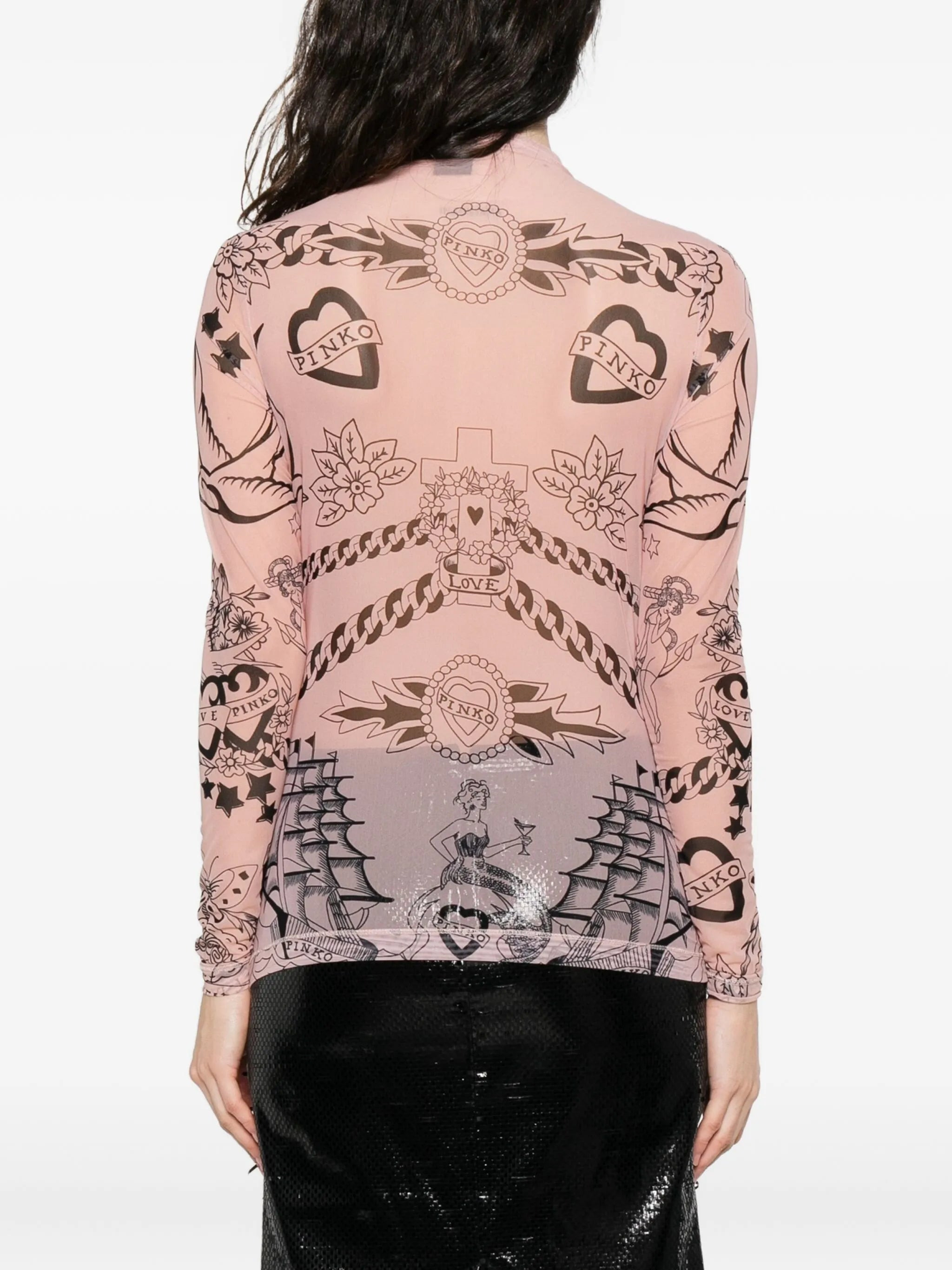Pinko Graphic-print Mesh Top - 2