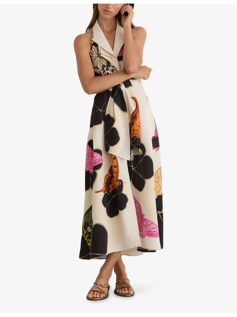 REISS Reiss x New York Botanical Garden Azalea Woven Midi Dress outlook