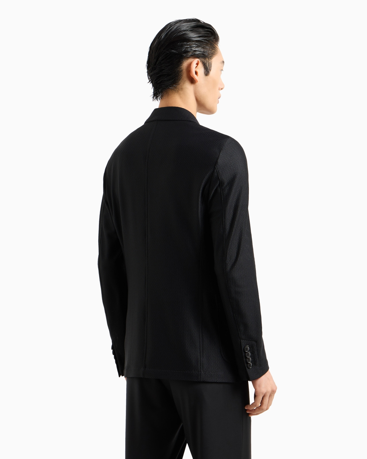 Icon single-breasted jacket in technical waffle fabric - 3