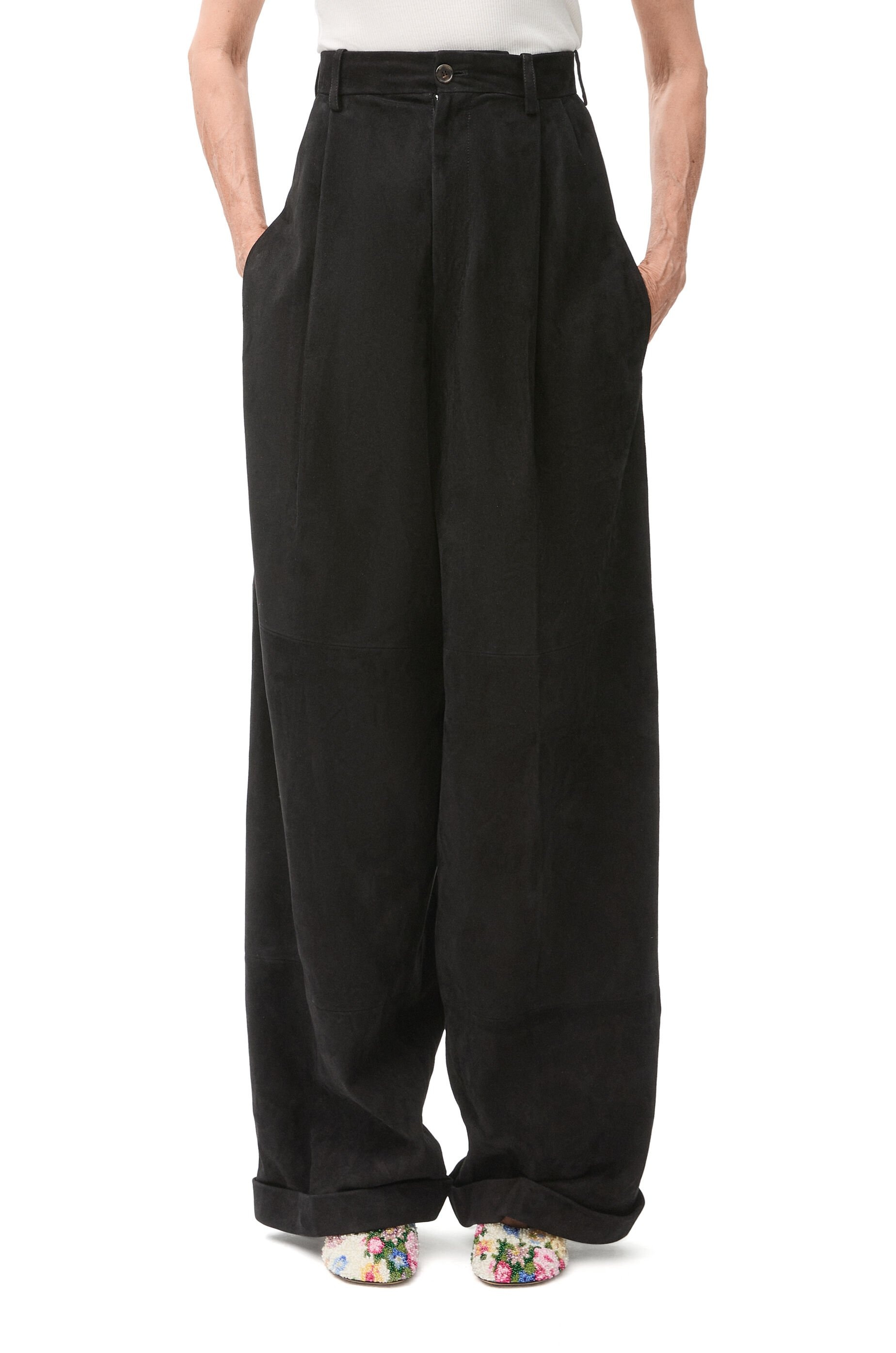 Pleated trousers in suede lambskin - 3