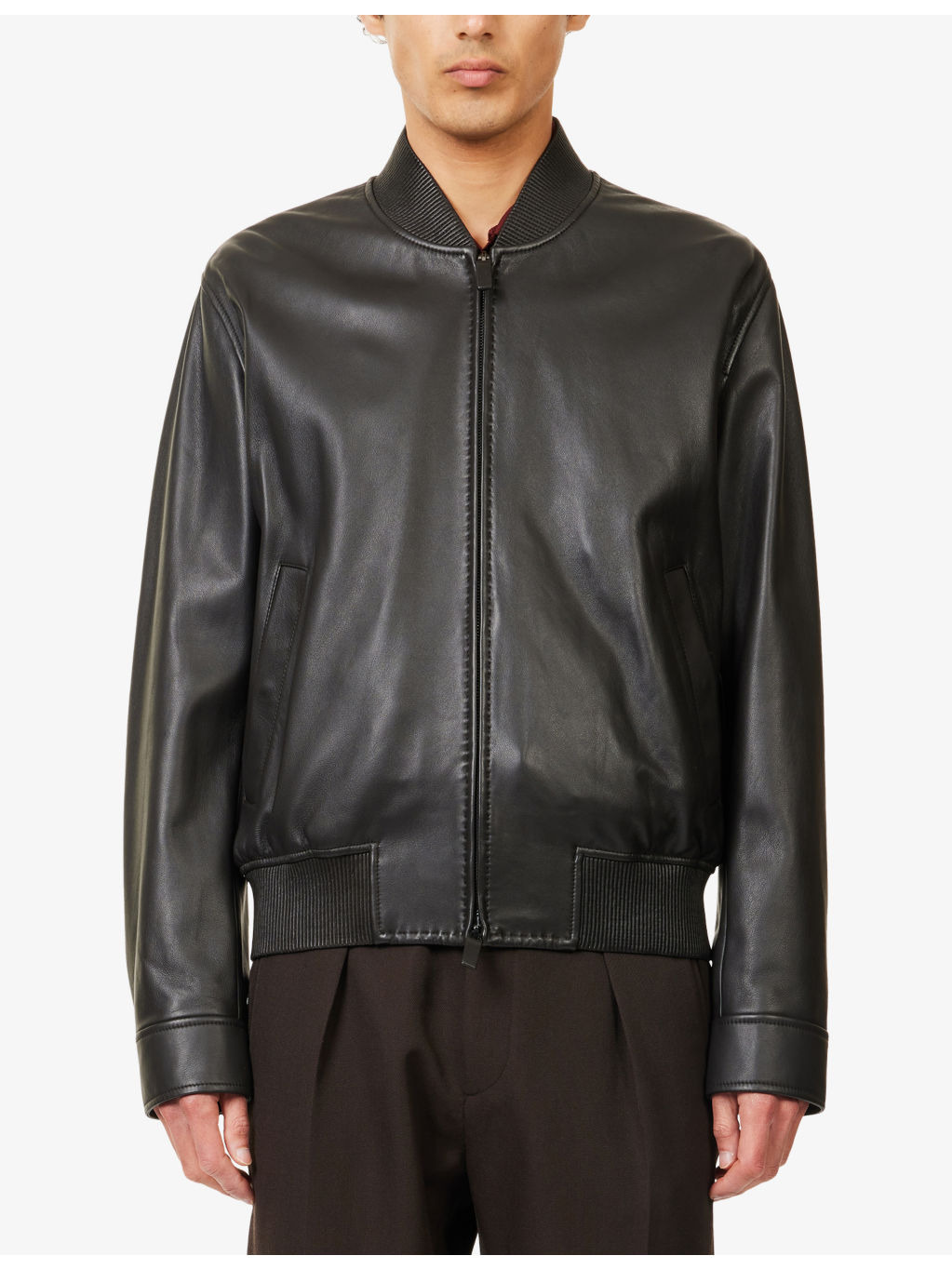 Relaxed-Fit Leather Bomber Jacket - 3