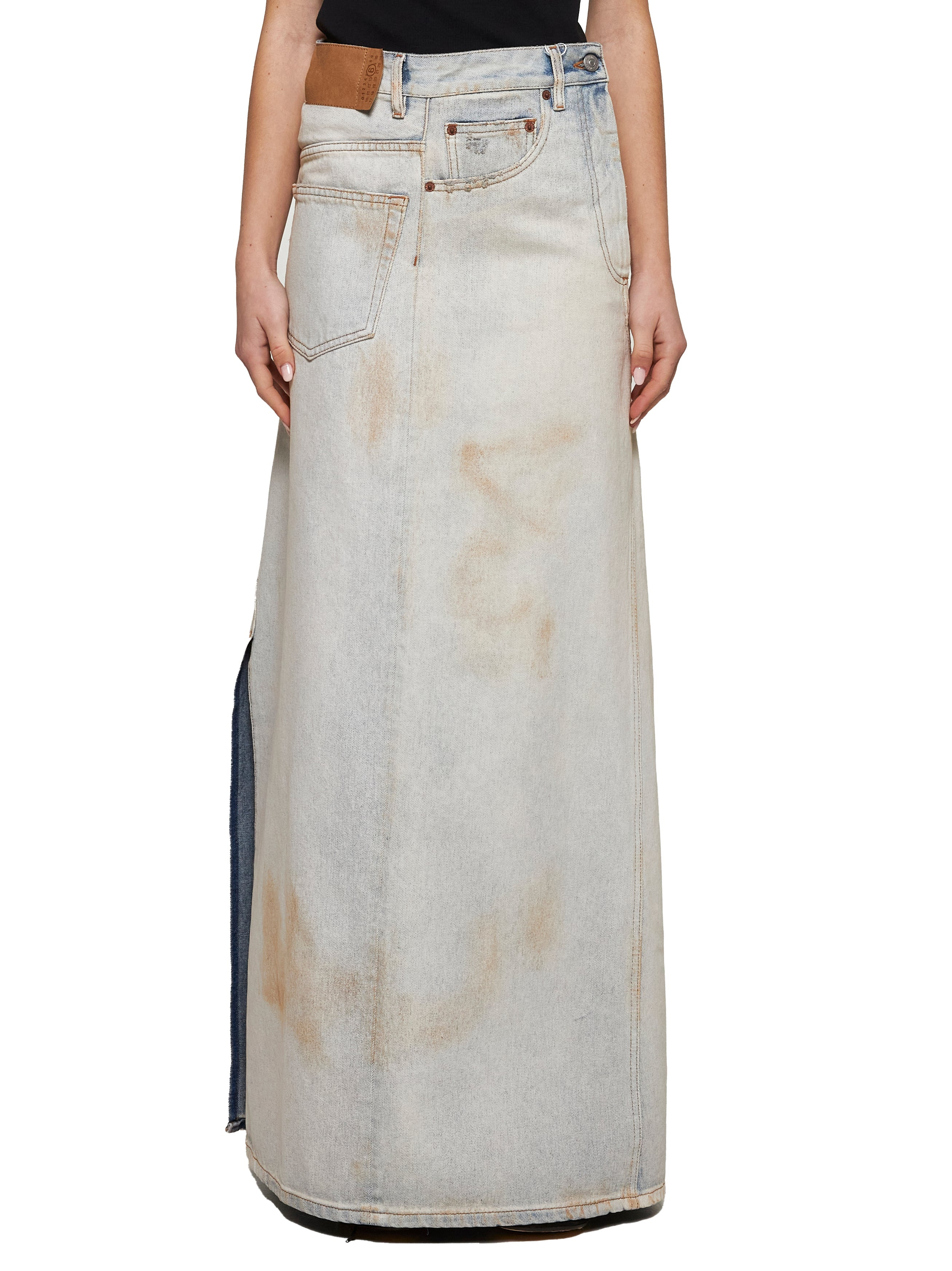 Light blue denim maxi skirt - 3