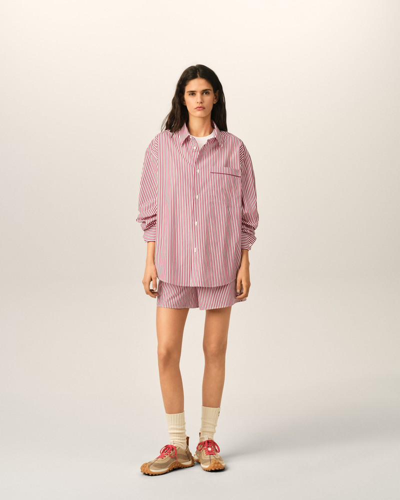 RED BOXY STRIPED COTTON SHIRT 3