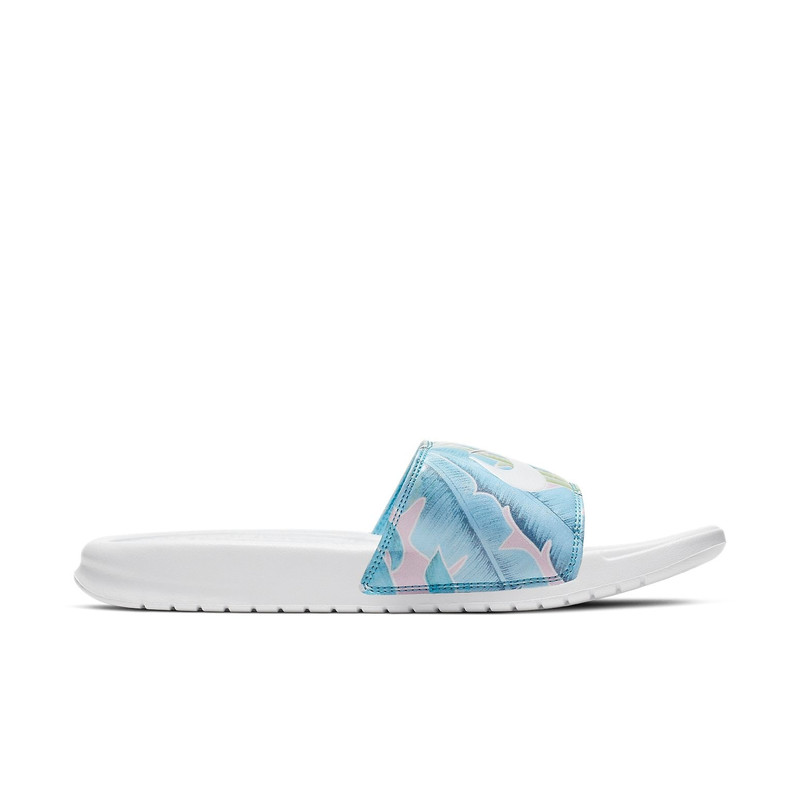 Nike (WMNS) Nike Benassi JDI Floral Flowers White Blue Slippers 'White Blue' 618919-115 outlook