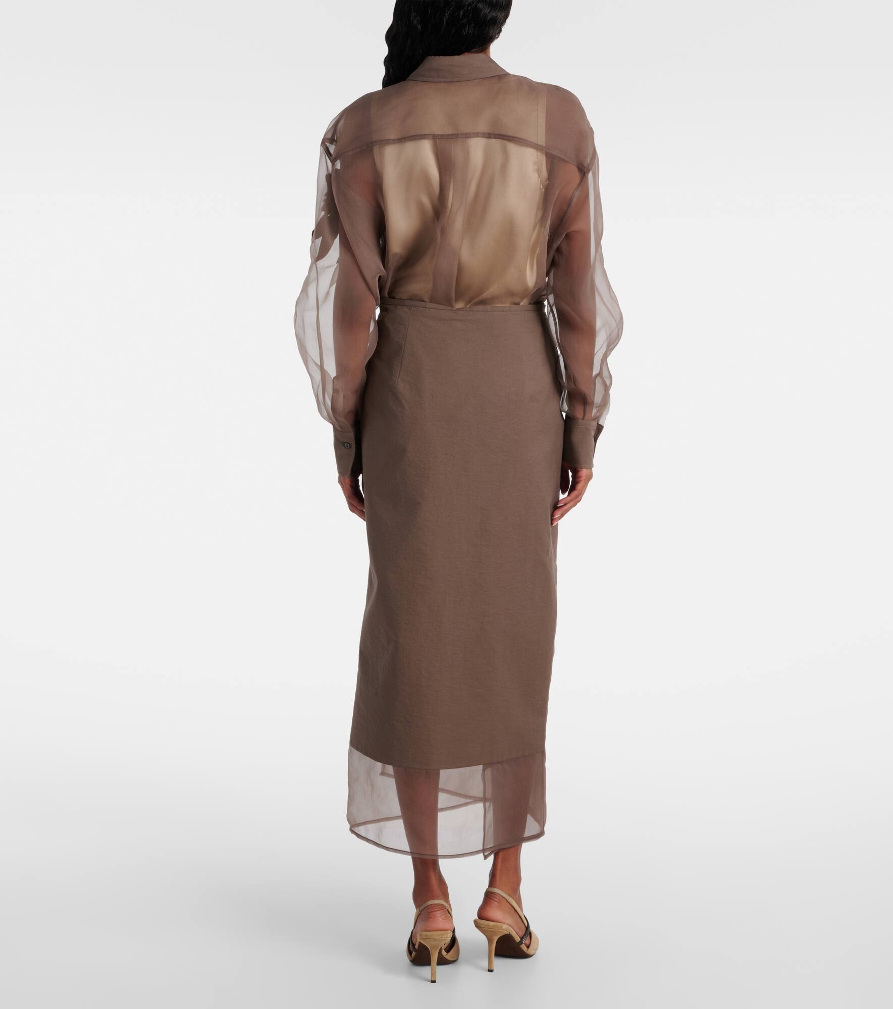 Cotton-blend midi skirt - 3