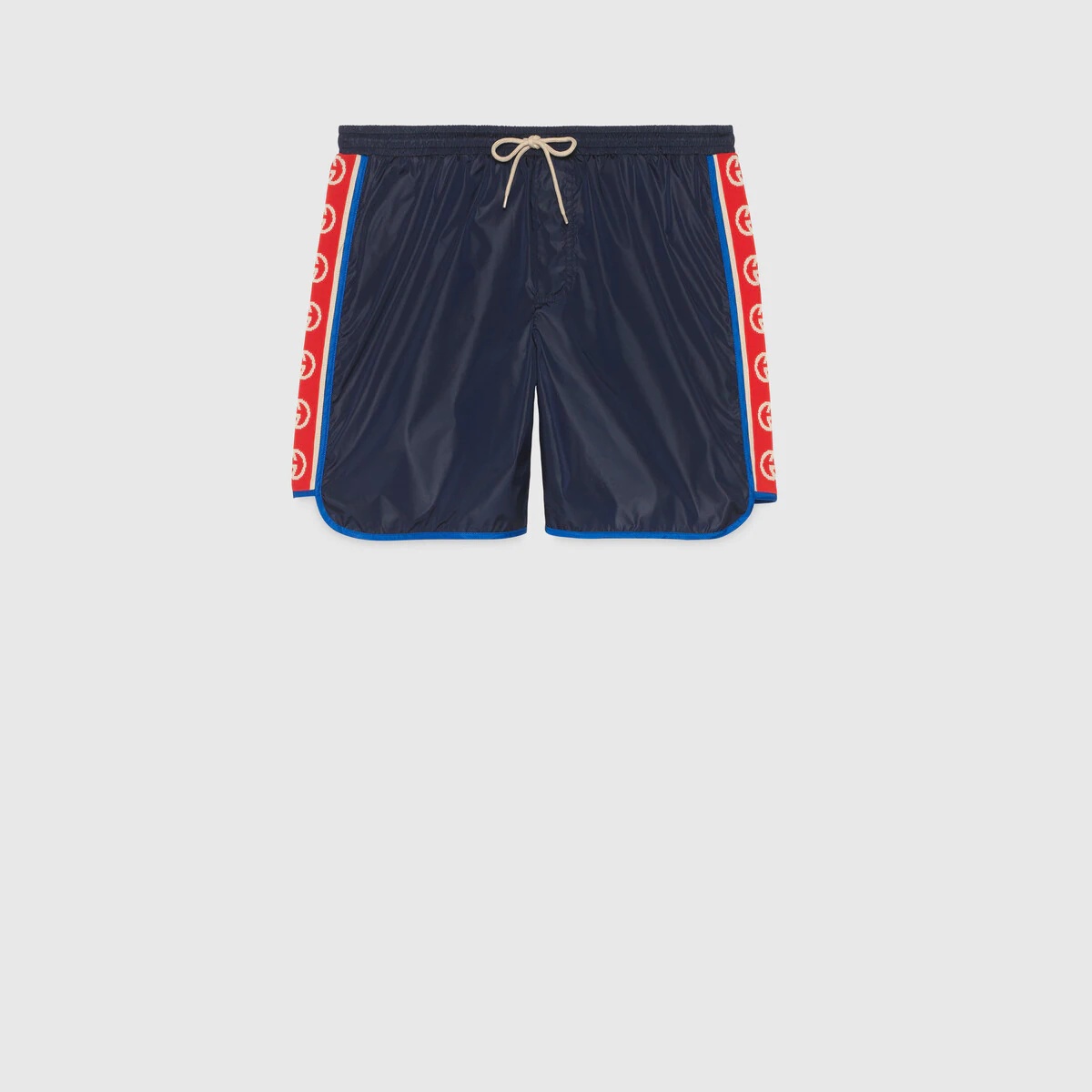 Nylon swim shorts with logo stripe - 1