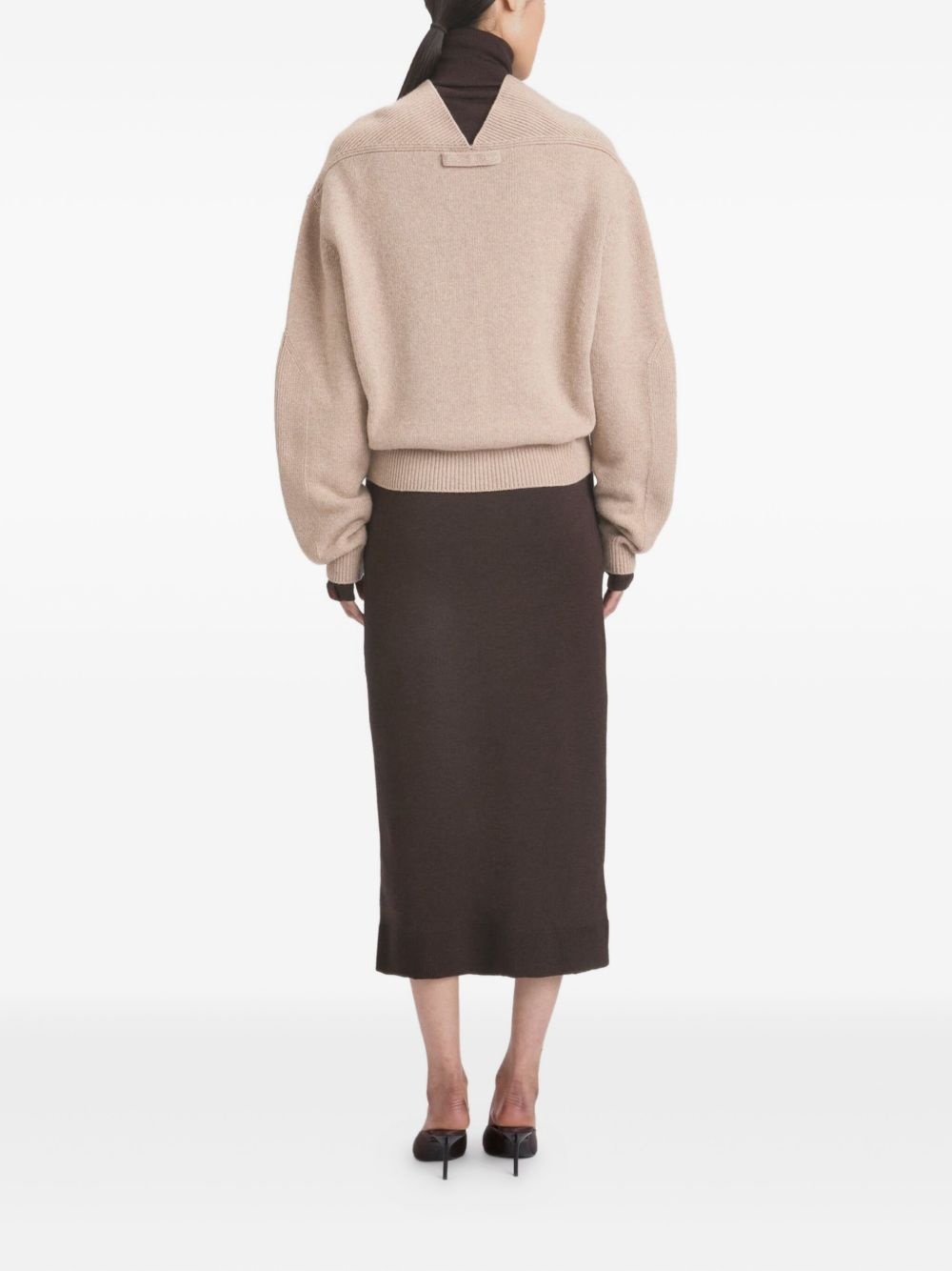 V-neck yoke detail sweater - 4