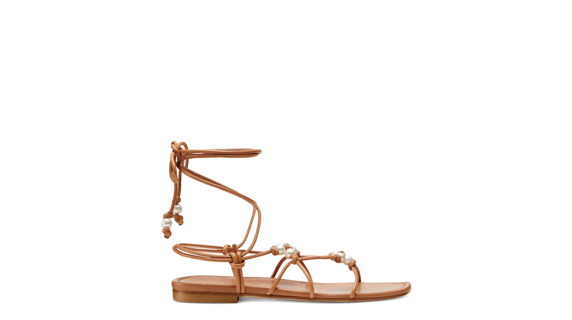 PEARL KNOT LACE-UP SANDAL - 1