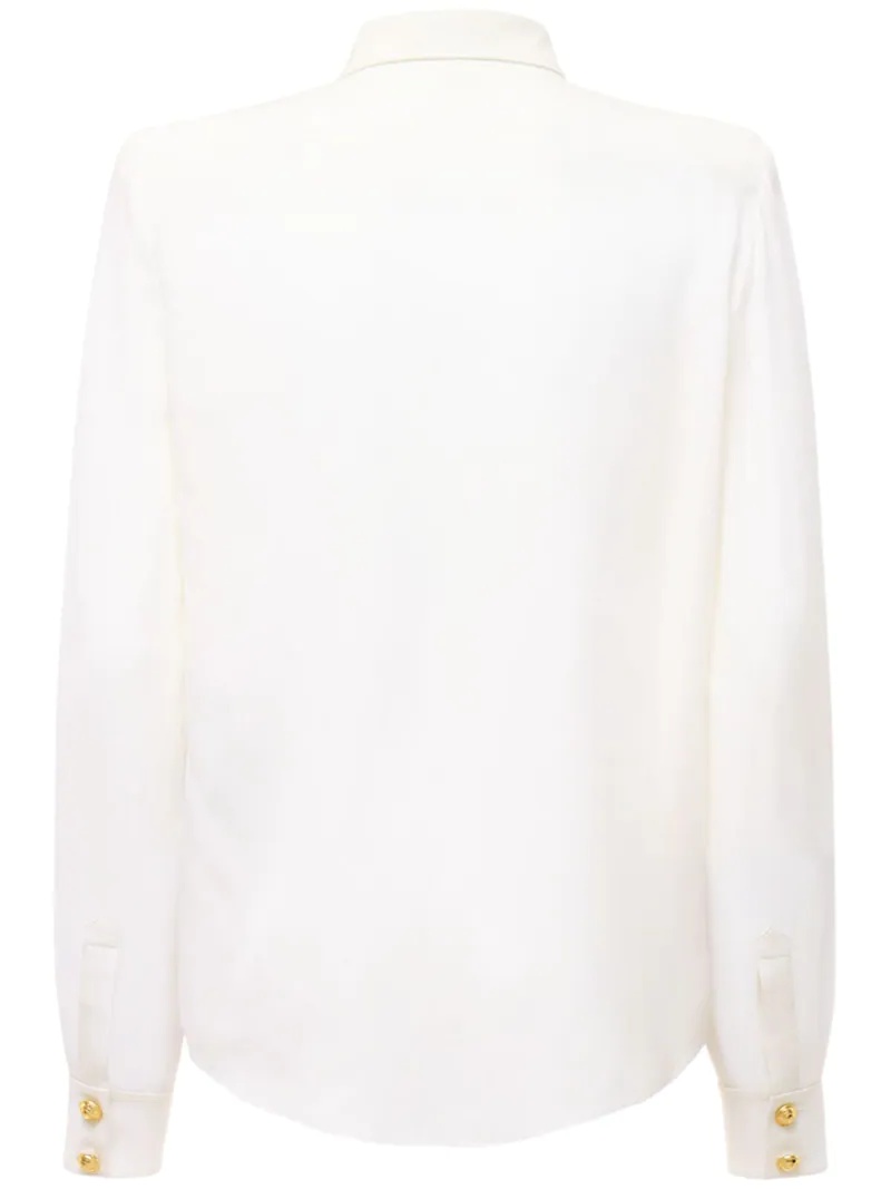 BUTTONED SHEER SILK CRÊPE DE CHINE SHIRT - 5