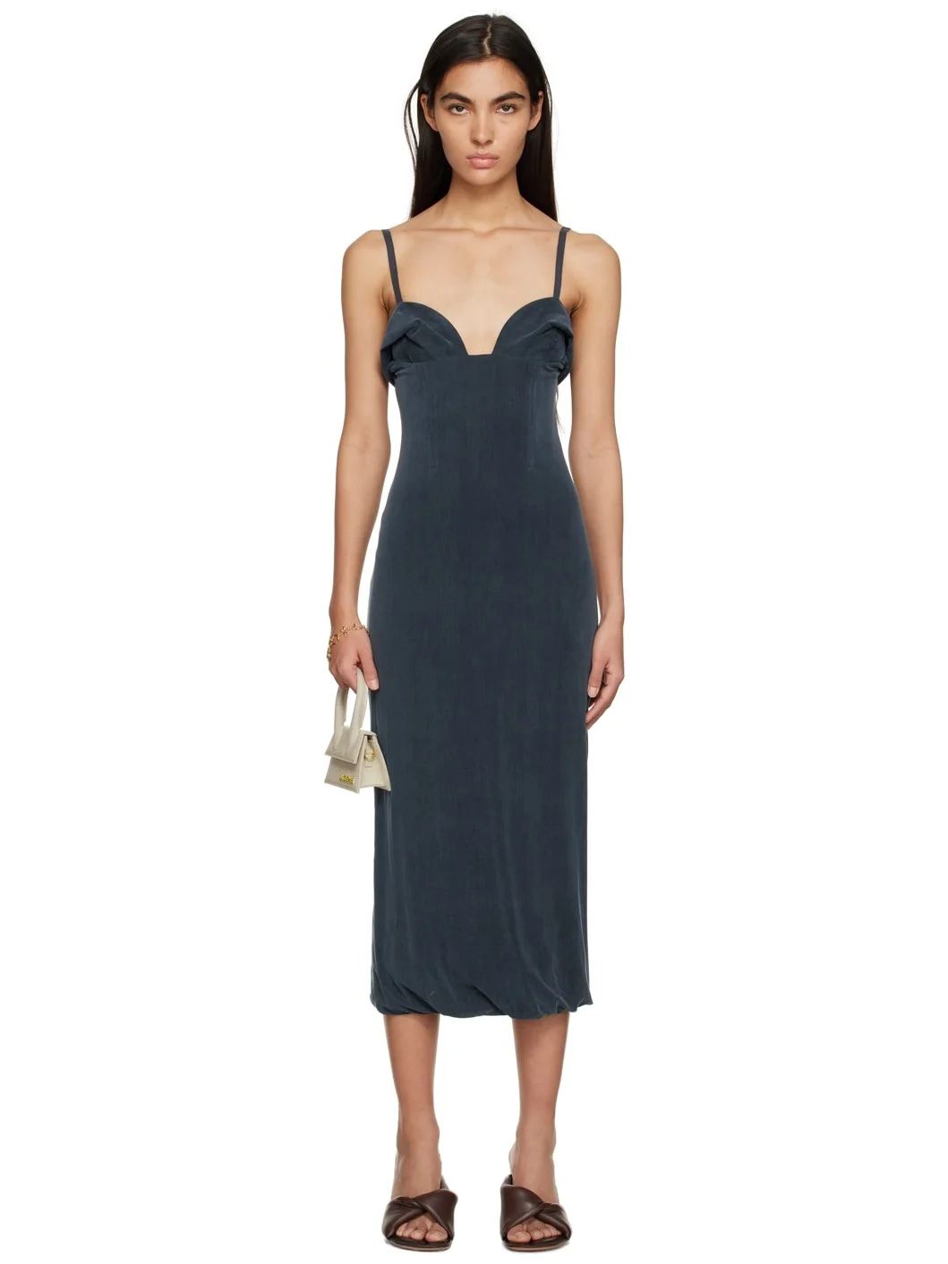 Navy Le Raphia 'La Robe Praia' Midi Dress - 1