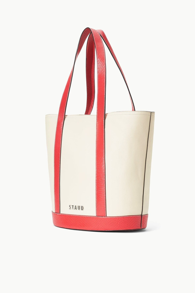 STAUD ALLORA TOTE CREAM RED ROSE 3