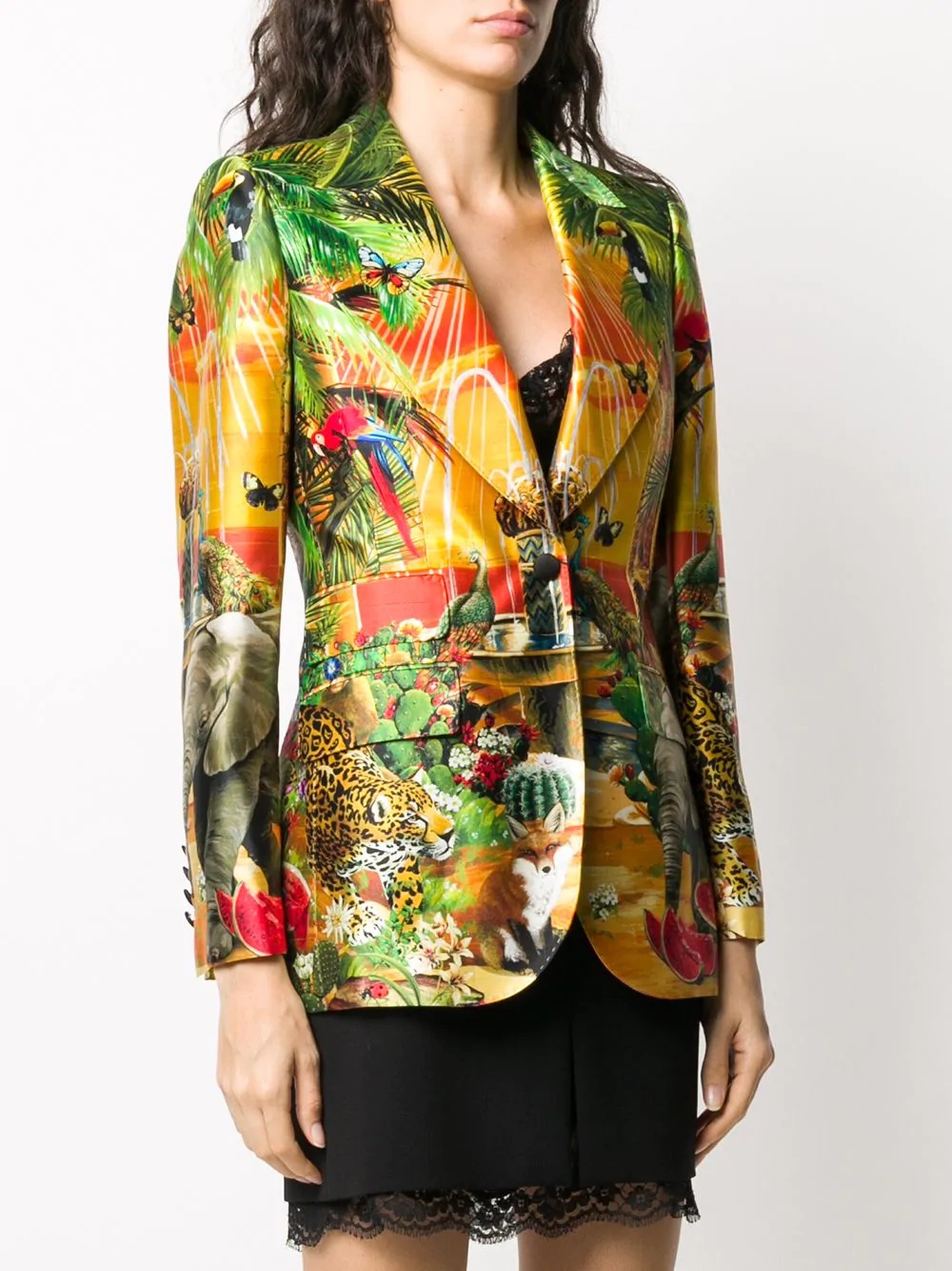 jungle-print single-breasted blazer - 3