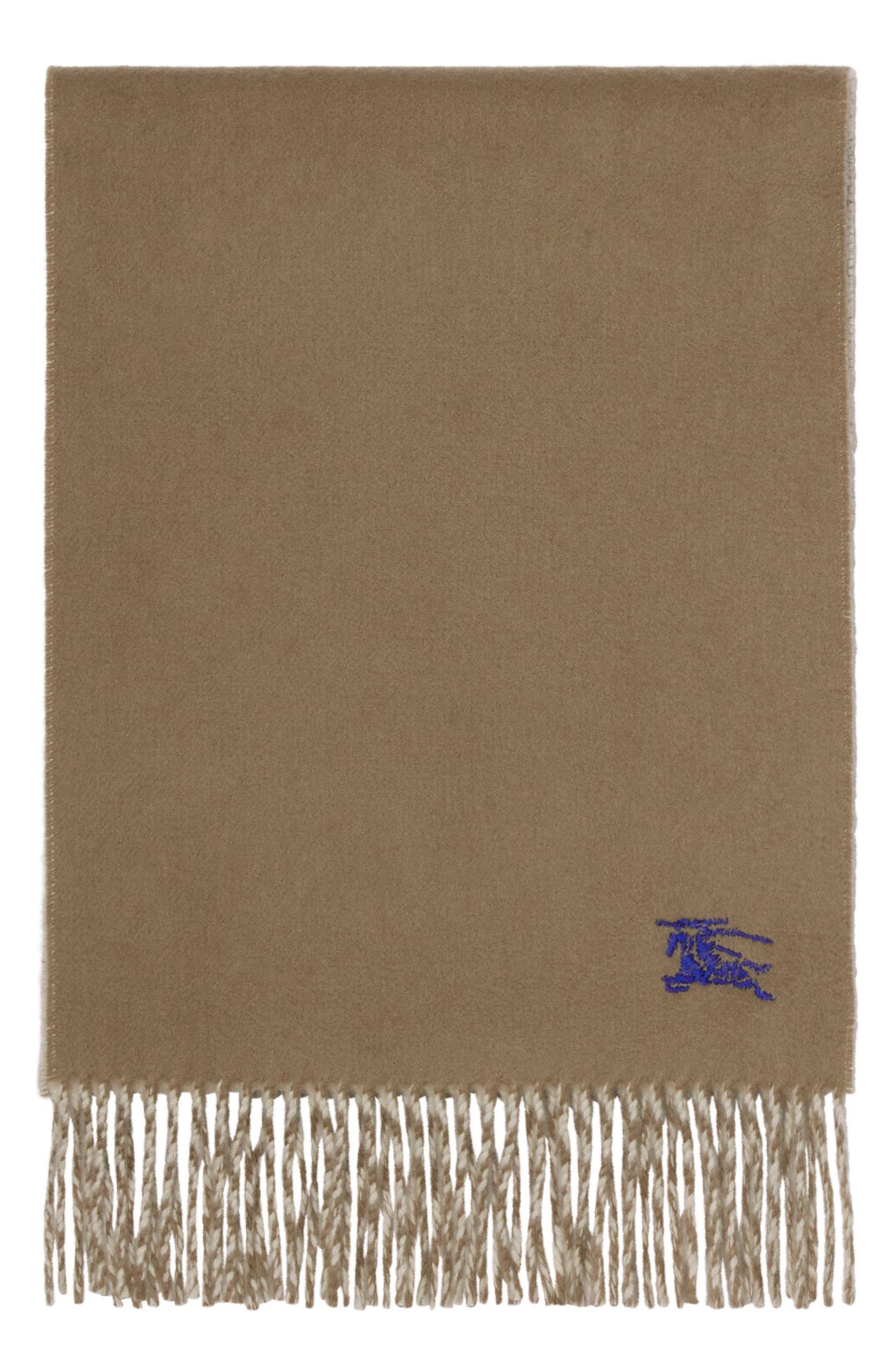 burberry Reversible EKD Embroidered Cashmere Scarf in Vole Brown/Smokegrey at Nordstrom - 2