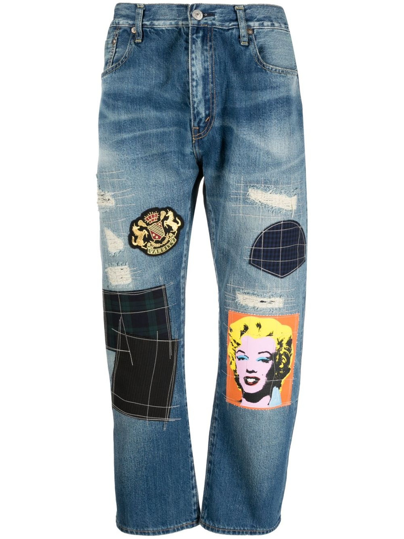 Patchwork cropped jeans 1