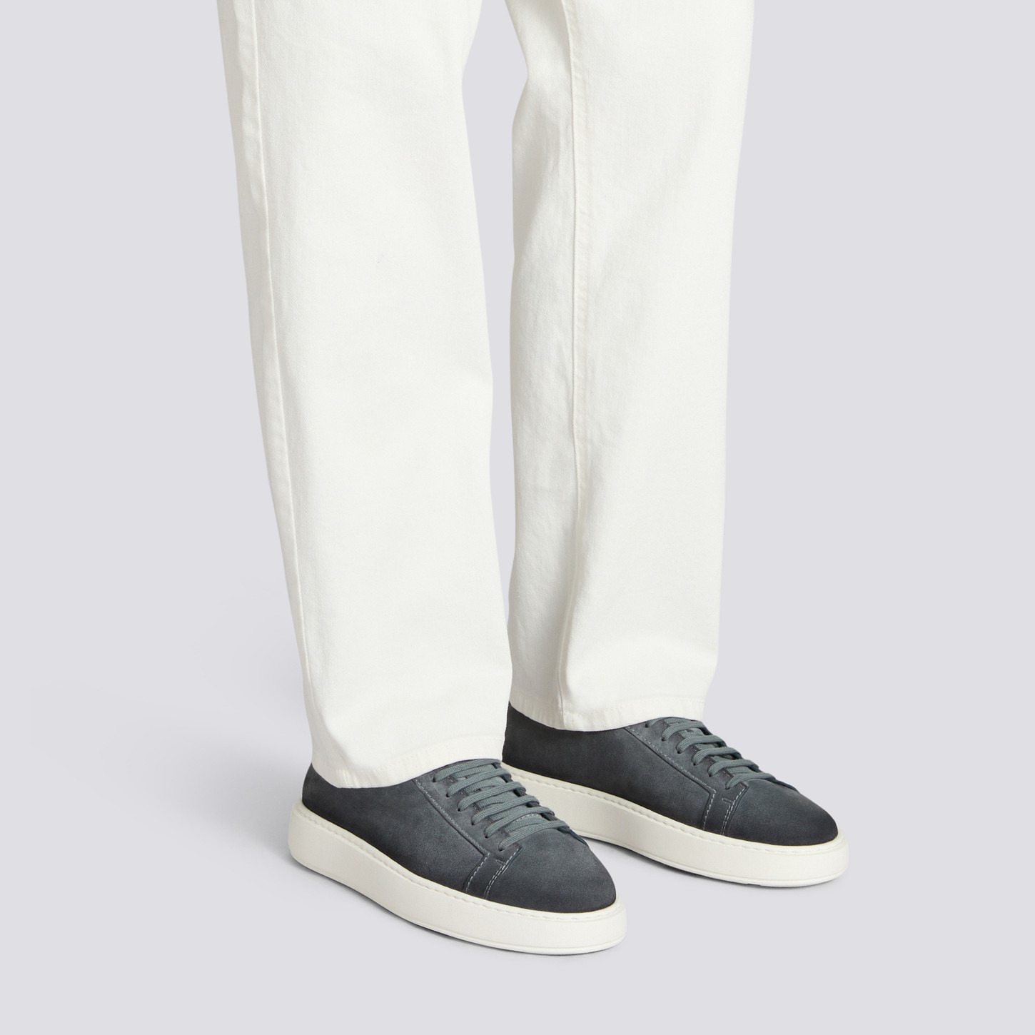 Men's light blue suede sneaker - 2