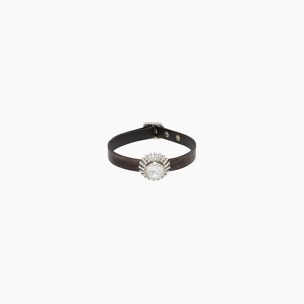 Nappa leather choker with crystals - 1