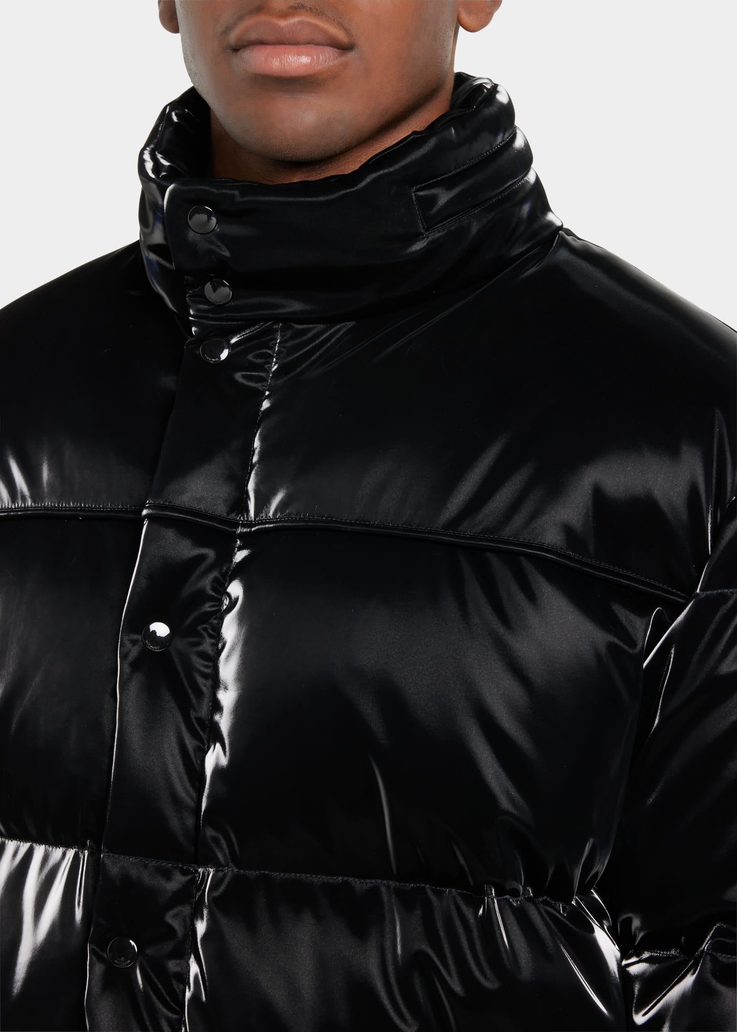 SAINT LAURENT Men s Vinyl Puffer Jacket bergdorfgoodman REVERSIBLE