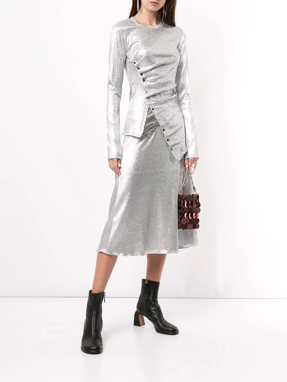 draped button blouse - 2