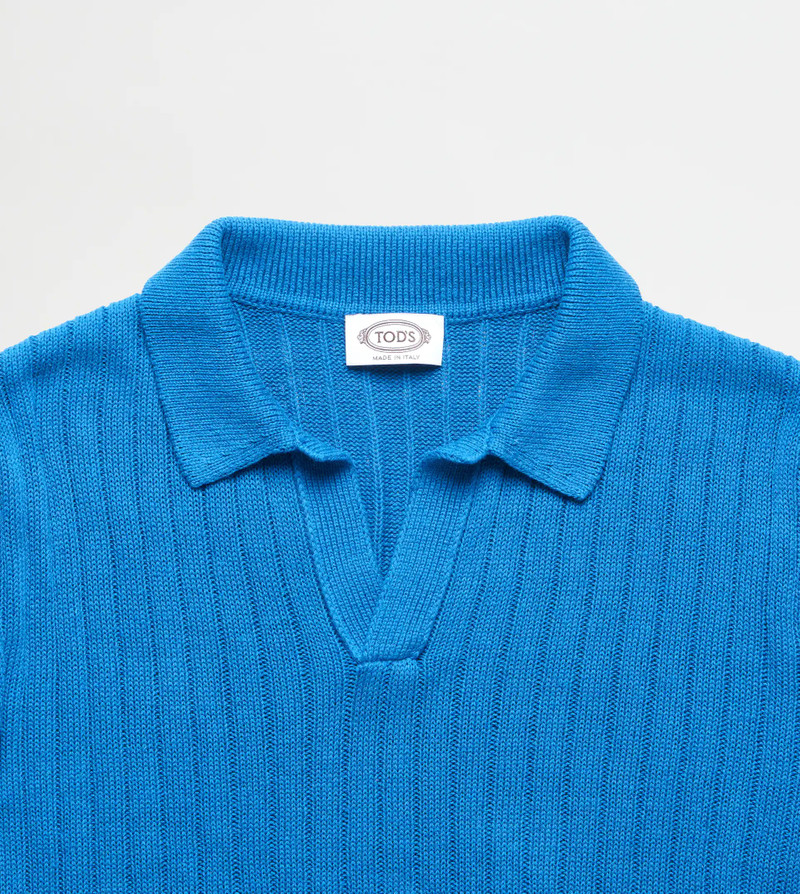 Tod's LINEN BLEND POLO SHIRT - BLUE outlook
