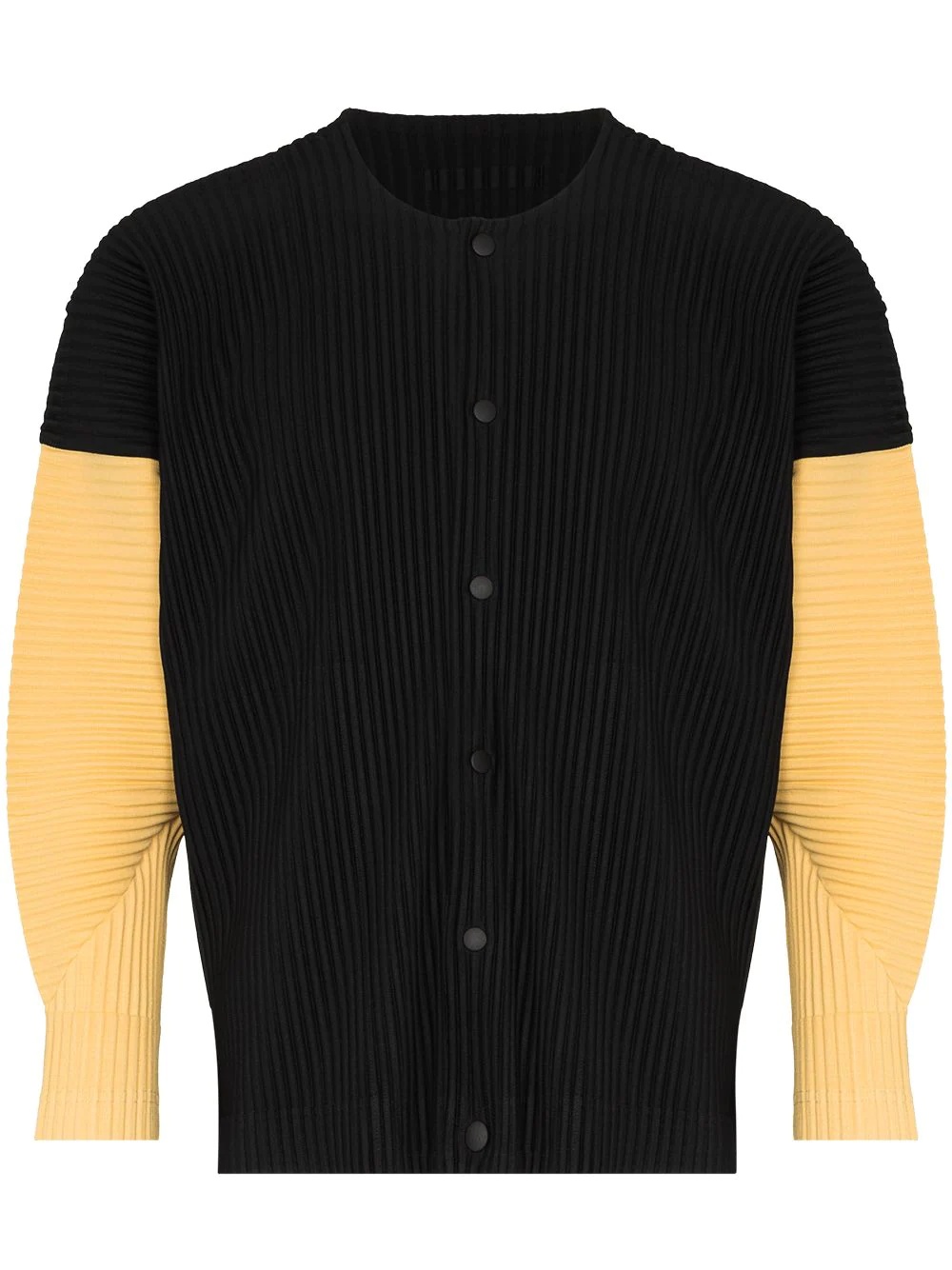 colour-block plissé shirt jacket - 1