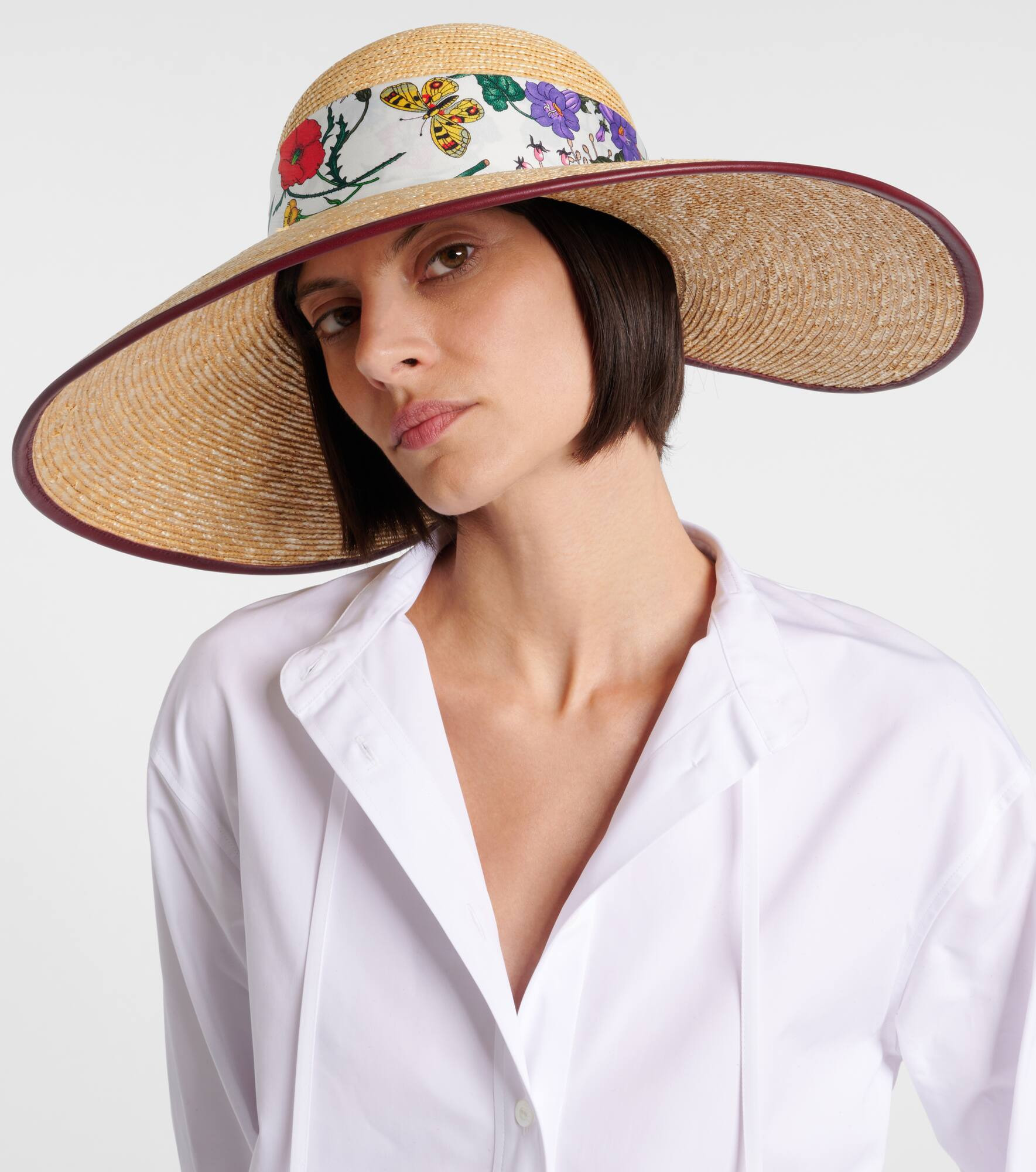 Floral scarf-detail sun hat - 2