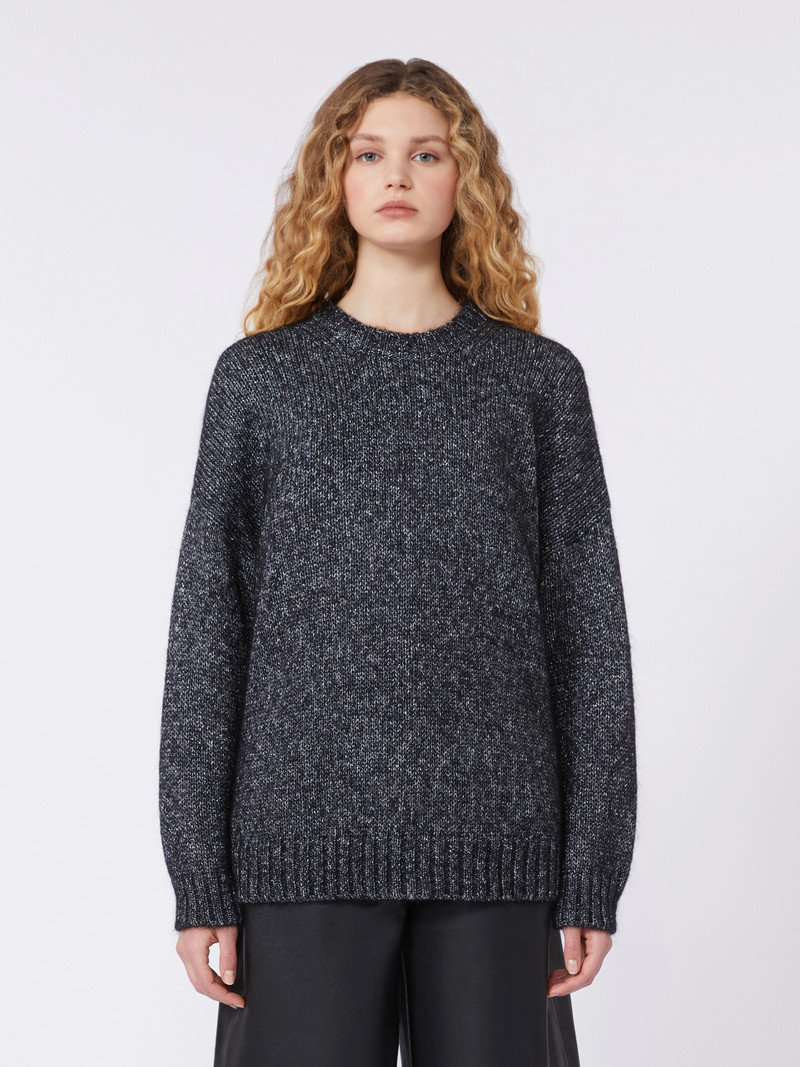 FURETTO Oversized mohair and lurex sweater - DARK GREY 3