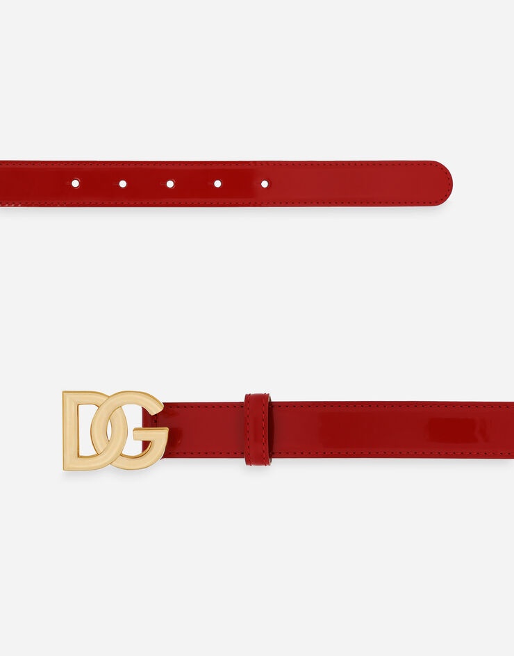 Polished calfskin belt with DG logo - 2