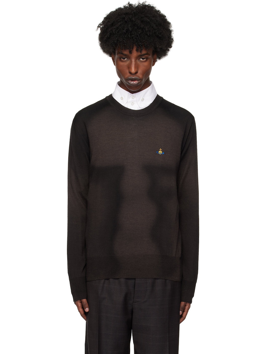 Brown Sean Round Neck Sweater - 1