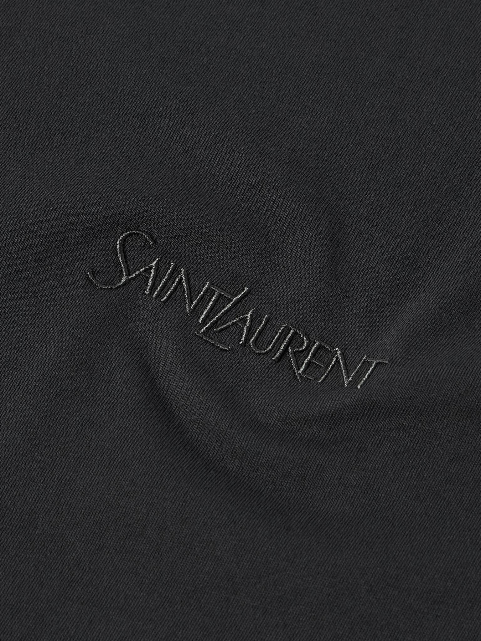 Logo-Embroidered Cotton-Jersey T-Shirt Black - 5