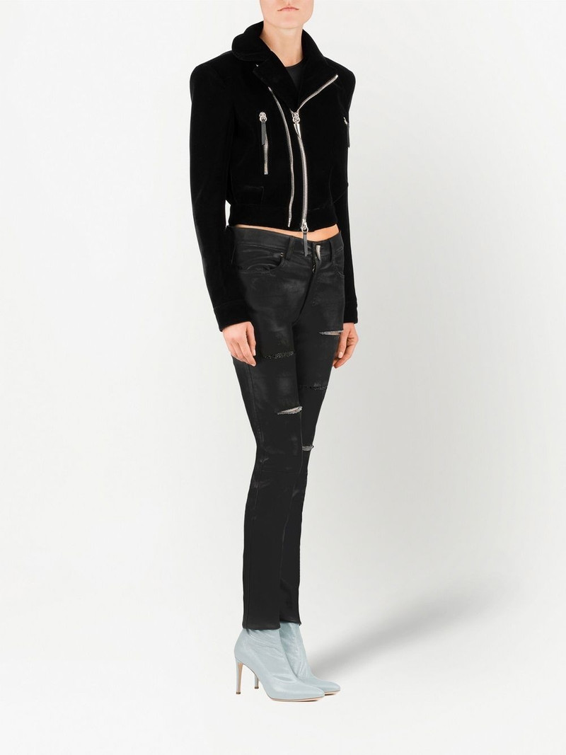 Giuseppe Zanotti Amelia cropped velvet jacket outlook