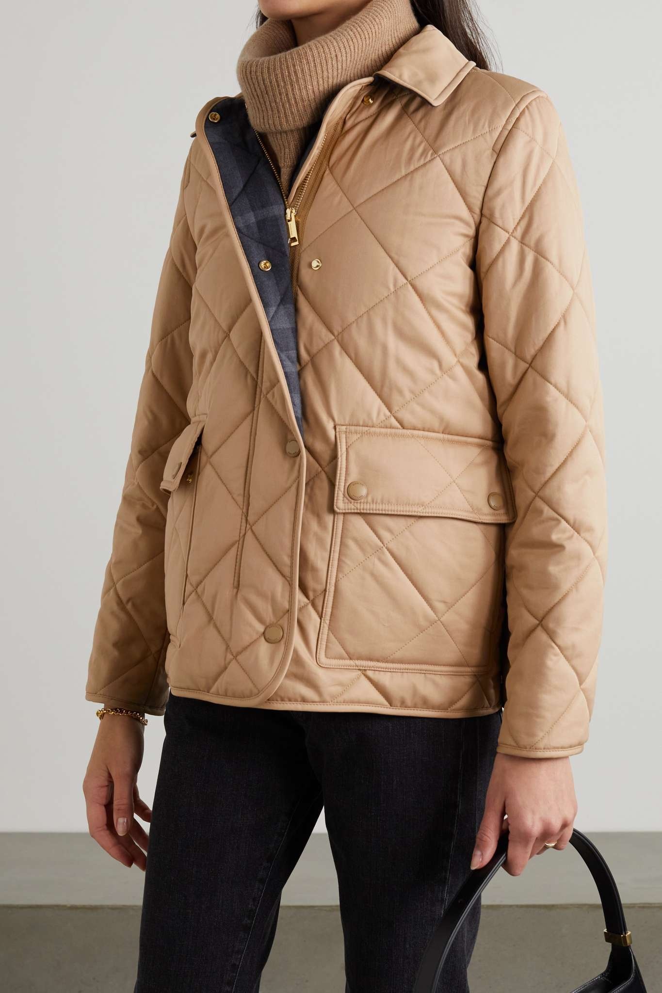 Faux shearling-trimmed quilted padded cotton-twill jacket - 3