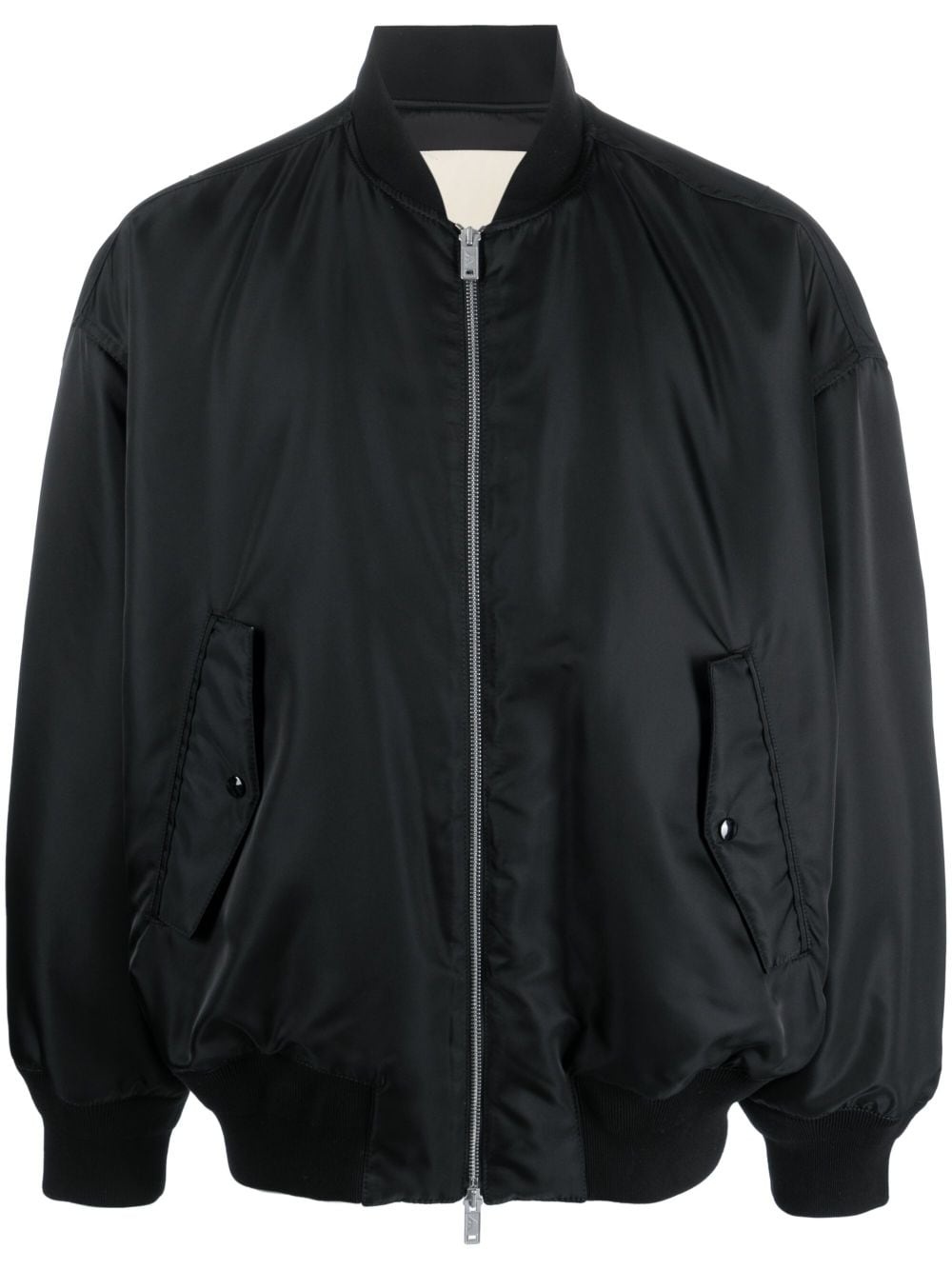 zip-up satin-finish bomber jacket - 1