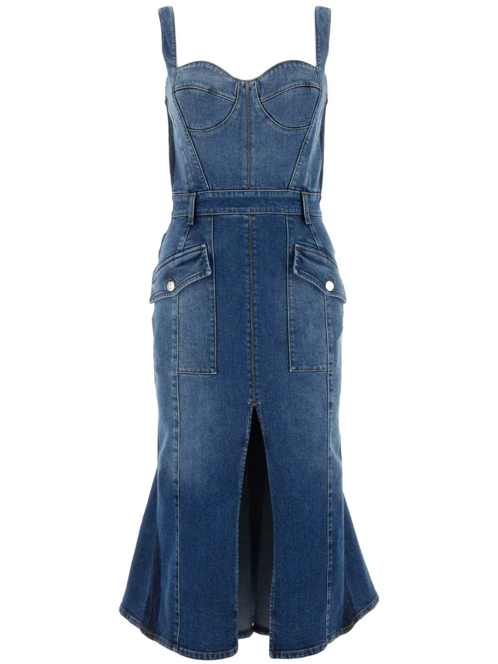 kickback denim midi dress - 1
