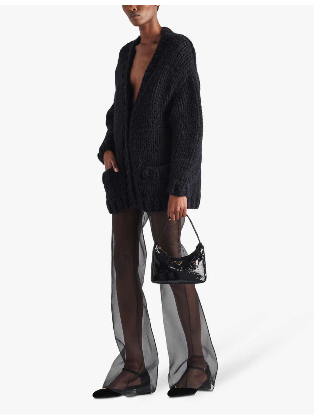 Organza semi-sheer flared-leg high-rise silk trousers - 2