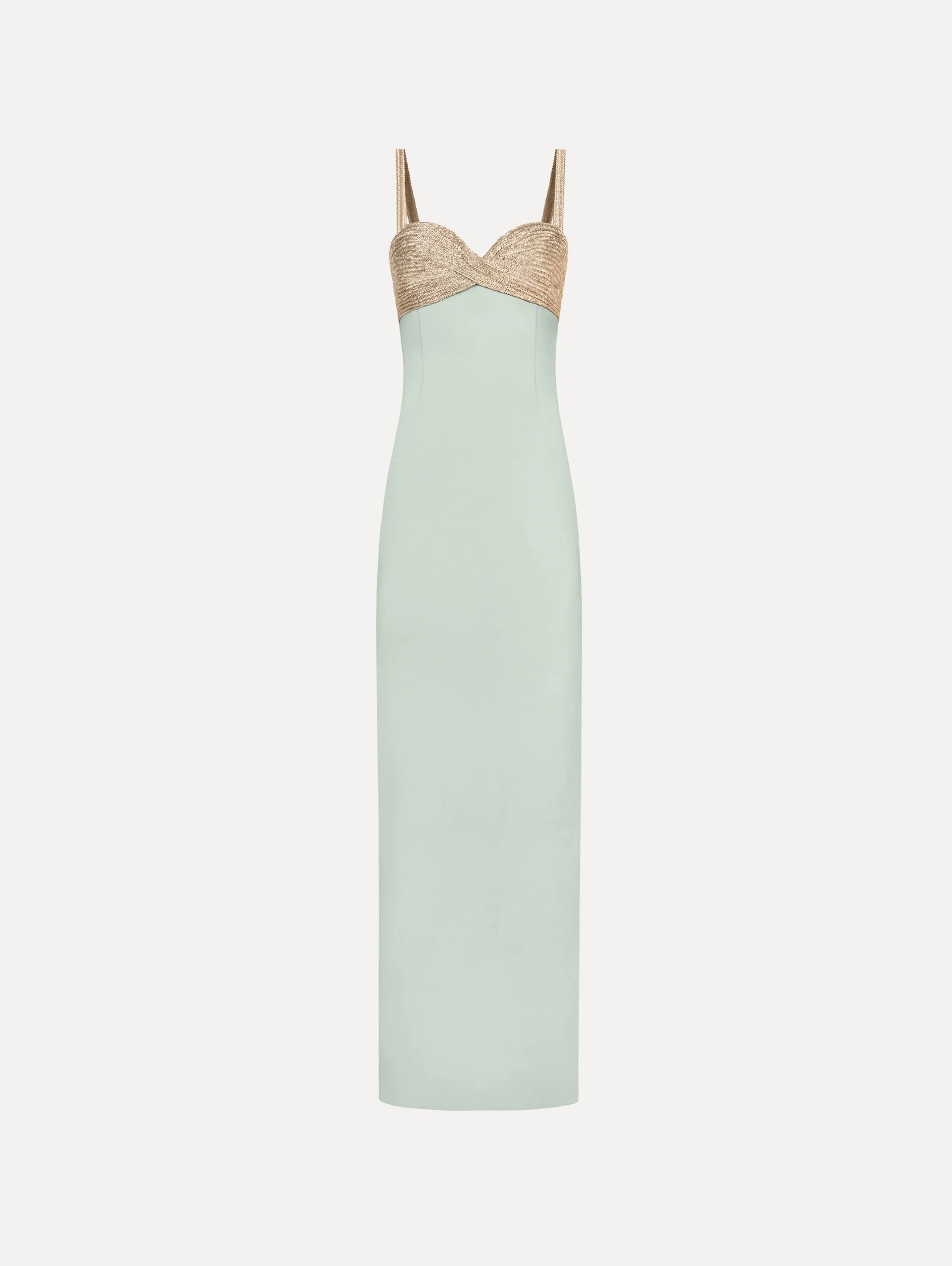 TWIST-DETAIL METALLIC COLUMN GOWN - 1