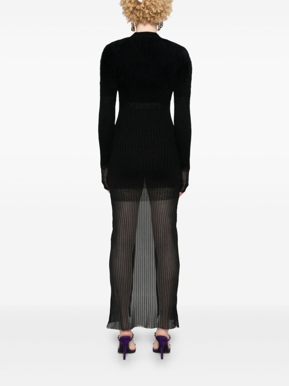 V-neck ribbed midi dress - 4