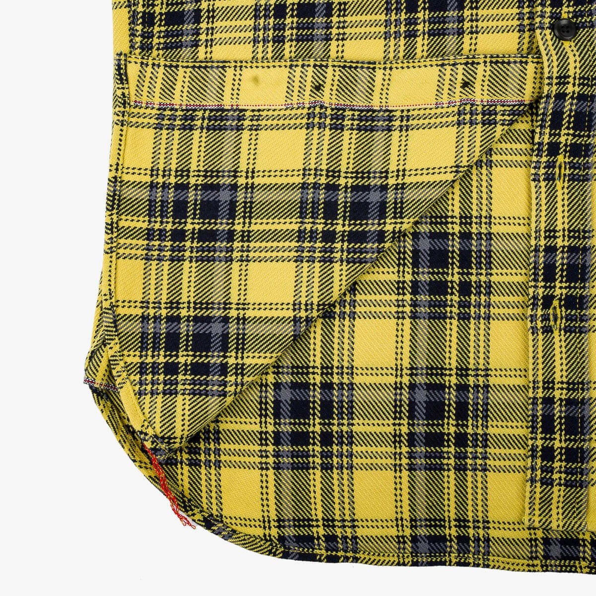 IHSH-412-YEL 9oz Selvedge Indigo Check Flannel Work Shirt Yellow - 5