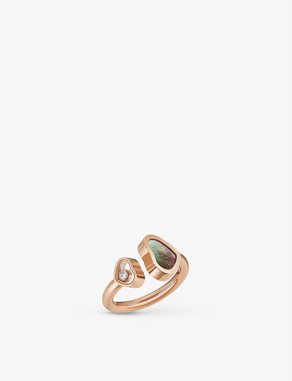 Happy Hearts 18ct rose-gold, 0.04ct diamond and mother-of-pearl ring - 1