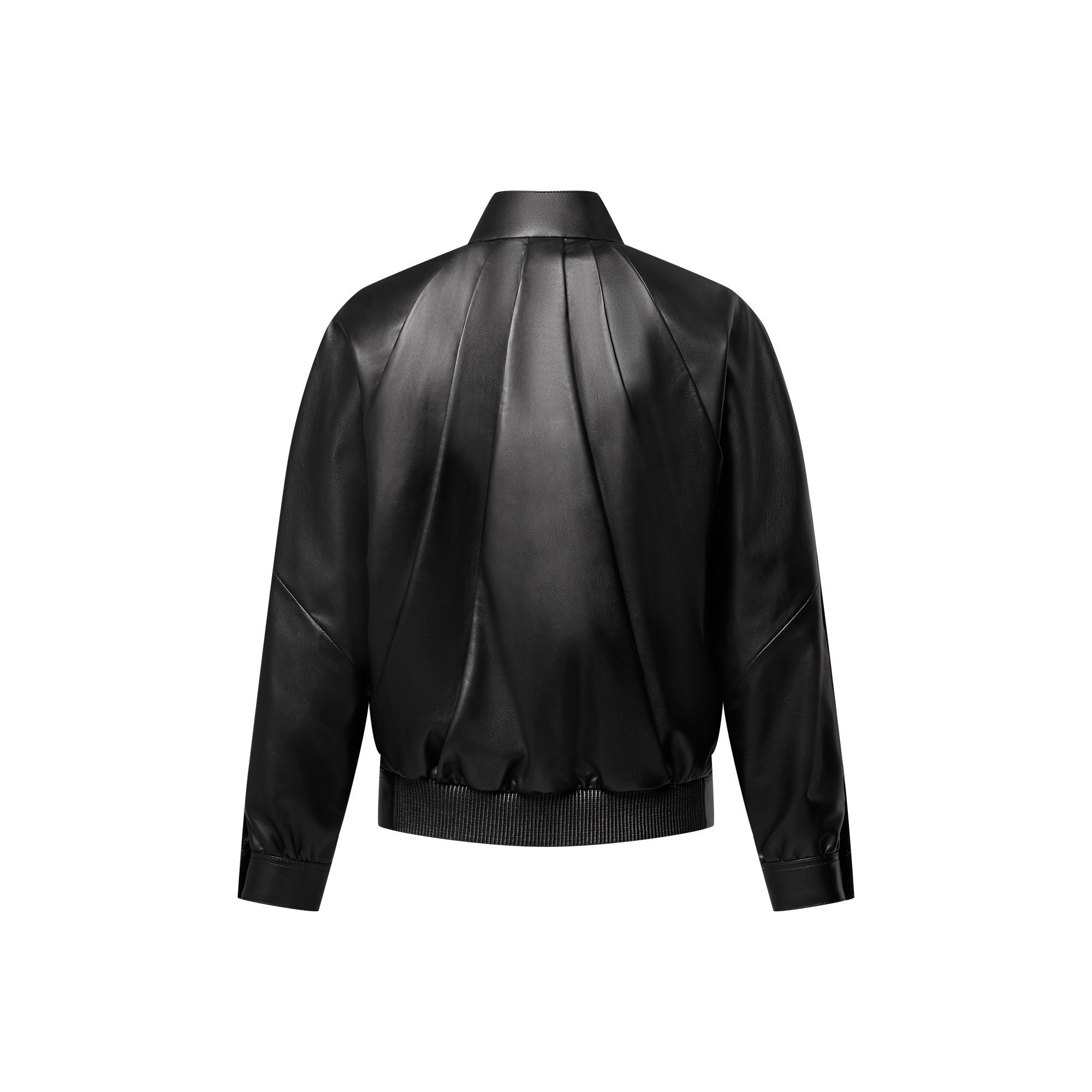 Leather Bomber With Pleats - 3