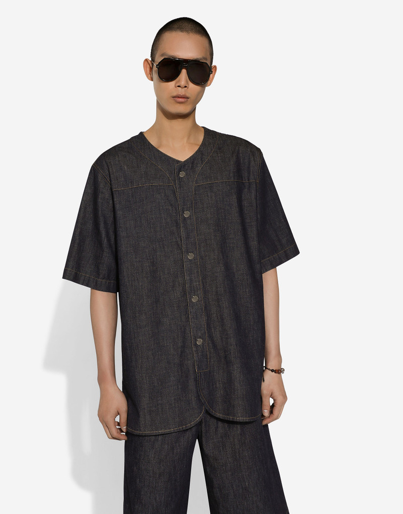 Denim bowling shirt with “Dolce&Gabbana” embroidery 4