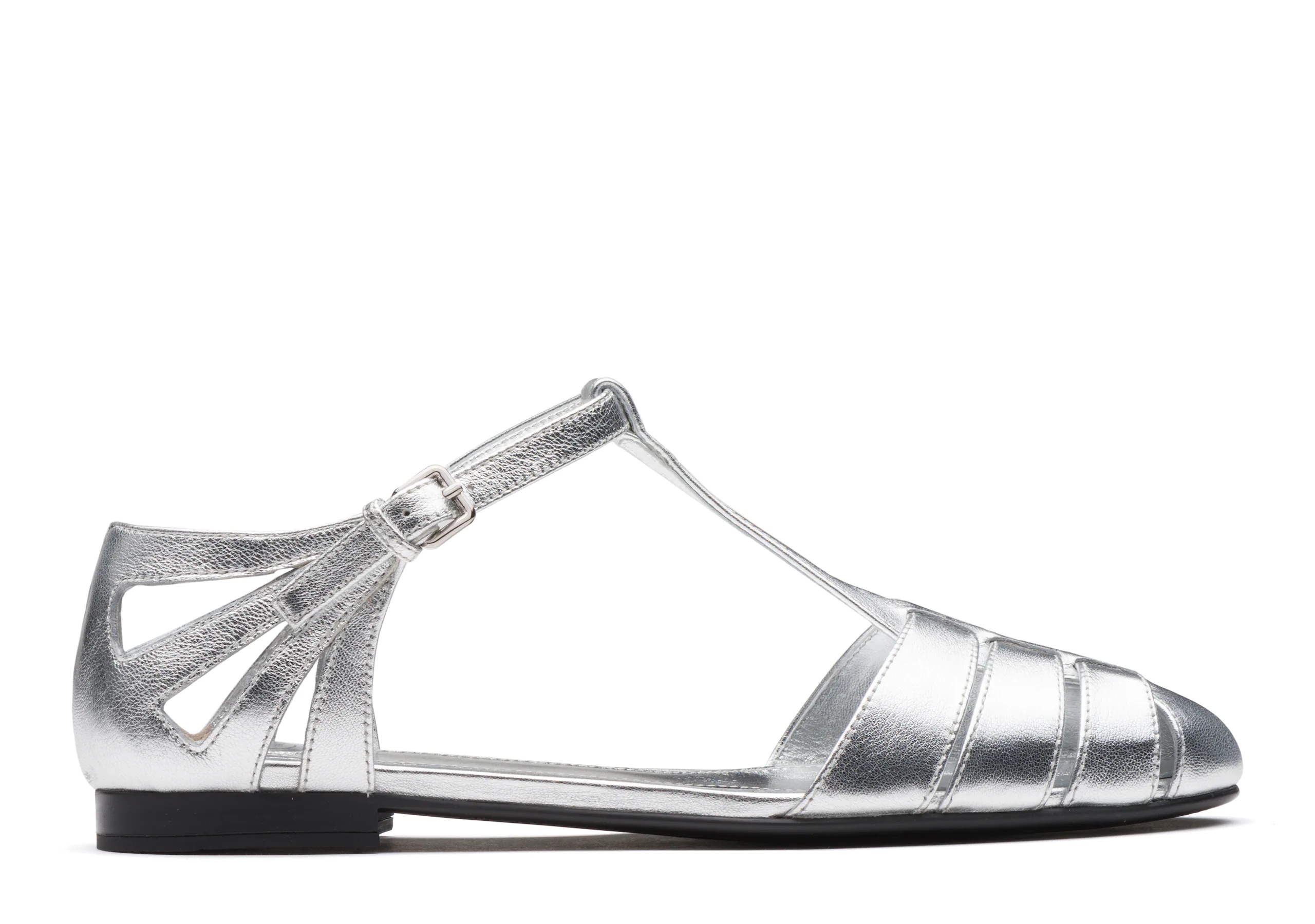 Rainbow
Metallic Nappa Leather T-Bar Sandal Silver - 1