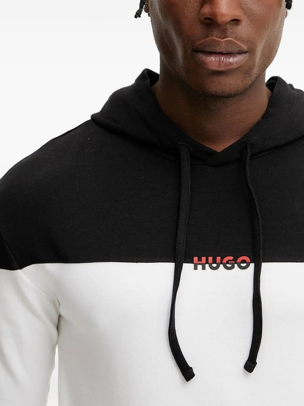 two-tone logo-detail hoodie - 3
