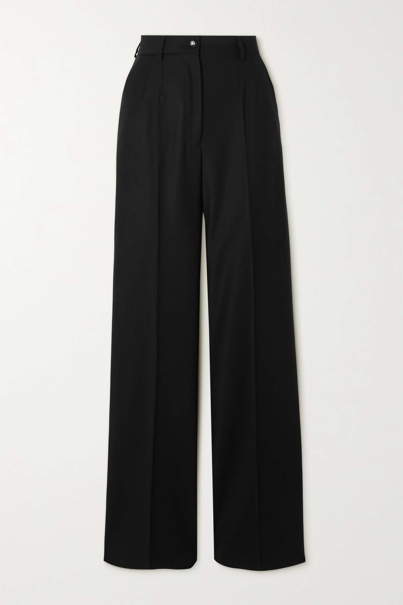 Grosgrain-trimmed wool-blend twill straight-leg pants - 1