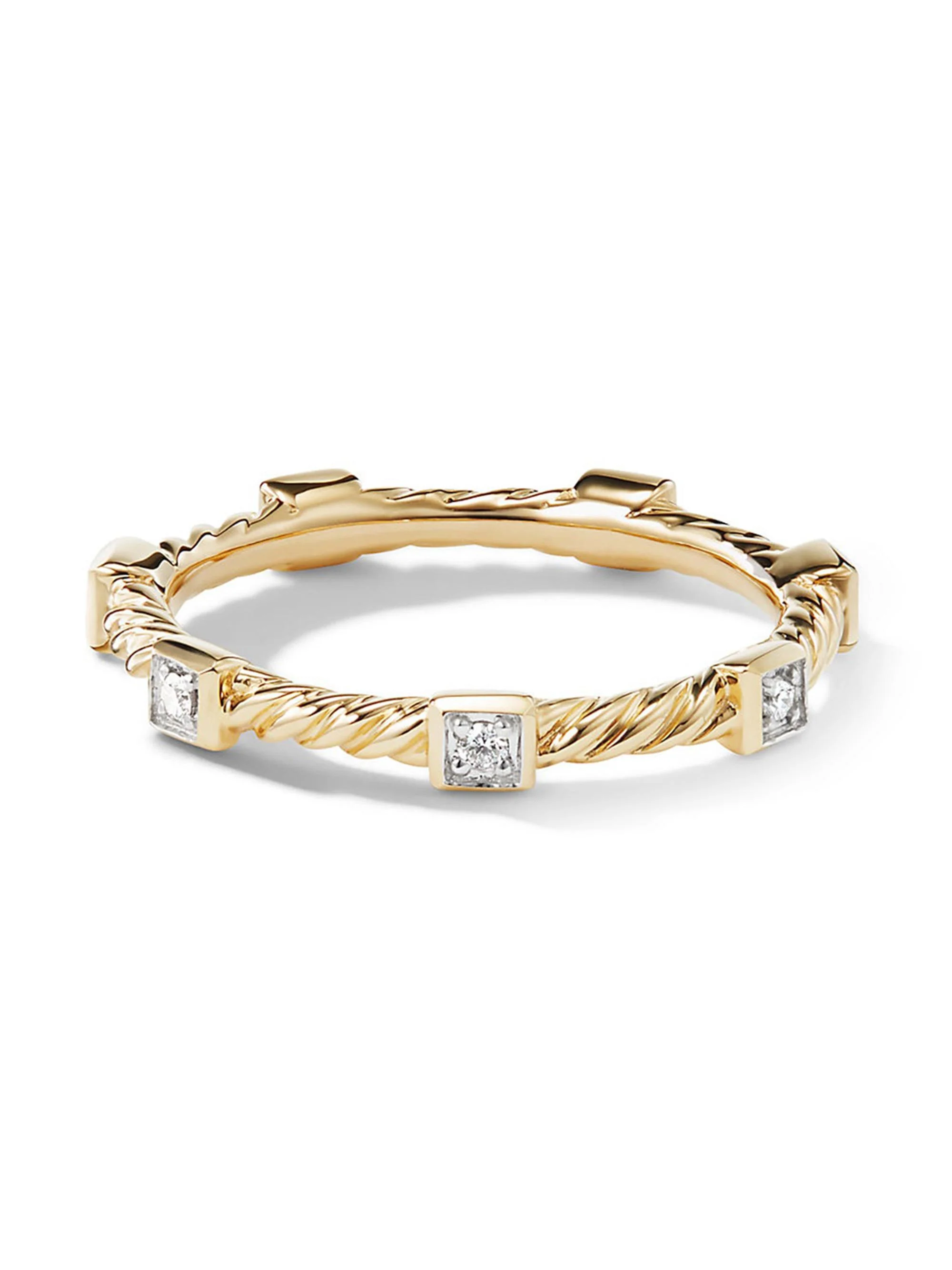 Women's Cable Collectibles Stack Ring in 18K Yellow Gold - Diamond - 1