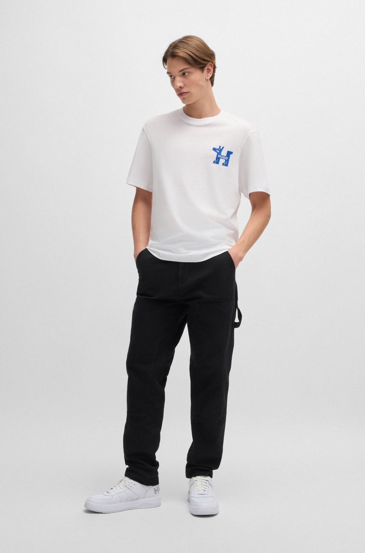 TAPERED-FIT TROUSERS IN COTTON CANVAS - 3